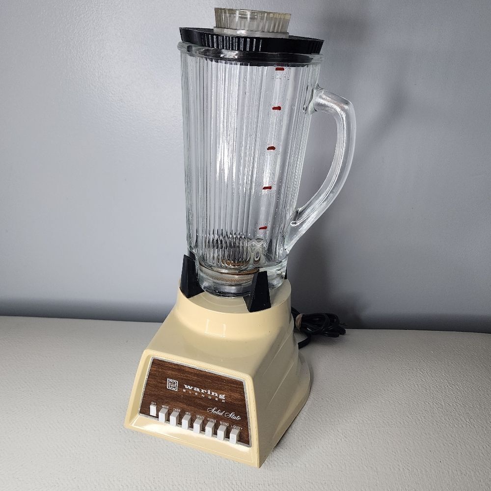 VTG Waring Solid State 5 Cup 40oz Push Button Blender Glass Cloverleaf Top Works